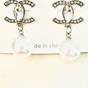 Chic Silver and White Drop Earrings
